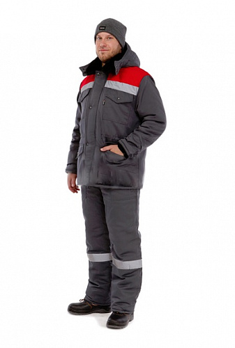 Костюм утепленный &amp;quot;Мастер&amp;quot; с п/к серый/красный КСМ 831