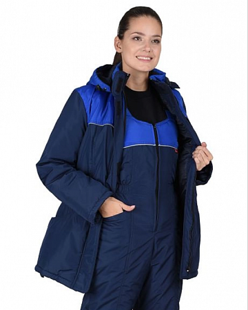 Костюм утепленный женский "Снежана" с п/к т.синий/василек КСМ 572