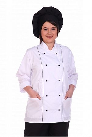 Костюм повара женский белый/черный КСМ 1307