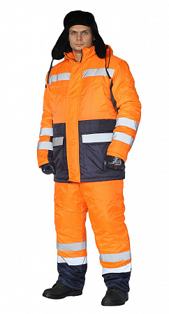 Костюм сигнальный зимний оранжевый с п/к СОМ 347