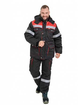 Костюм утепленный "Титан" с п/к черный/красный КСМ 810