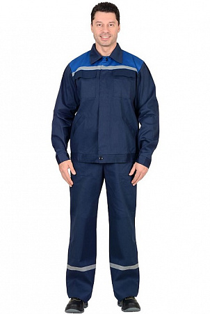Костюм "Эксперт" с п/к т.синий/василек (Саржа) КСМ 342