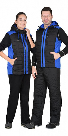 Жилет утепленный "Урбан" черный/синий ЖЛТ 934