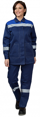 Костюм "Пантеон" женский с брюками т.синий/василек
