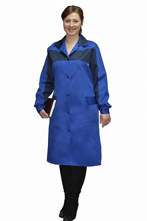 Халат рабочий женский "Спец" василек/т.синий ХЛТ 453