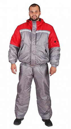 Костюм утепленный "Стиммер" с п/к серый/красный КСМ 801