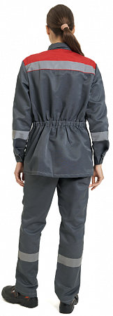 Костюм "Пантеон" женский с брюками т.серый/красный