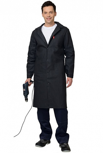 Халат рабочий &amp;quot;Классический&amp;quot; (диагональ) чёрный ХЛТ 474