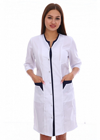 Халат медицинский женский "Аманда" белый/т.синий ХЛТ 1544 (распродажа)