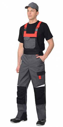 Полукомбинезон &amp;quot;Мега&amp;quot; т.серый/черный/красный ПКМ 009