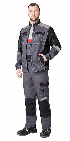 Костюм "Мега" с п/к т.серый/черный/красный КСМ 305