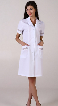 Халат медицинский женский "Ева с кружевом" белый ХЛТ 1541
