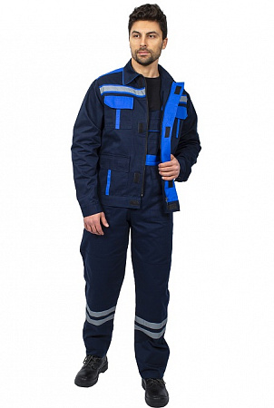 Костюм "Оливер" п/к т.синий/васильковый (саржа, 100% х/б) КСМ 312