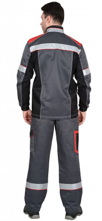 Костюм "Старк" с брюками т.серый/красный/черный КСМ 364а
