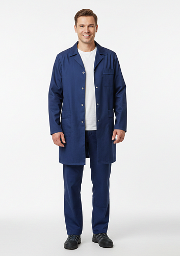 Халат рабочий &amp;quot;Классический&amp;quot; т.синий (бязь ГОСТ) ХЛТ 473