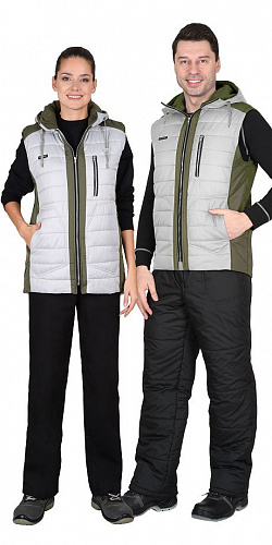 Жилет утепленный &amp;quot;Урбан&amp;quot; жемчужный/оливковый ЖЛТ 935