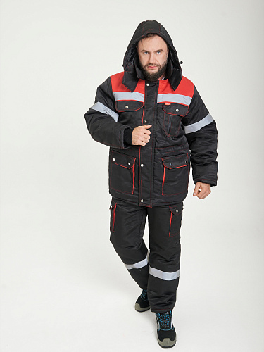 Костюм утепленный &amp;quot;Титан&amp;quot; с п/к черный/красный КСМ 810