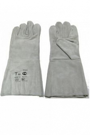 Краги спилковые пятипалые серые