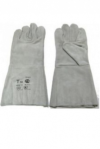 Краги спилковые пятипалые серые