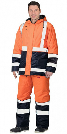 Костюм сигнальный Магистраль куртка, п/к, синий с оранж. и СОП 50мм тк.Оксфорд  СОМ 348