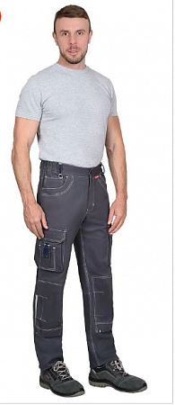 Брюки "ДЖЕТ" т.серый с синим тк. стрейч с ВО БРК 052