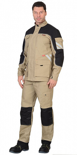 Костюм &amp;quot;ВЕСТ&amp;quot; с брюками бежевый/черный КСМ 214