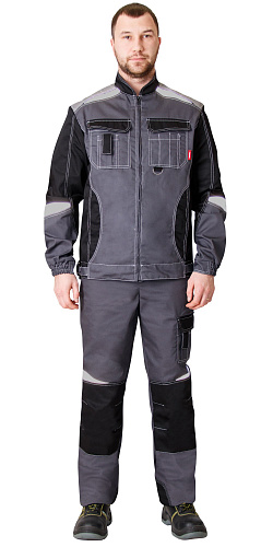 Костюм &amp;quot;Мега&amp;quot; с брюками т.серый/черный КСМ 203