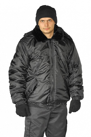 Куртка утепленная "Охрана" черная (с капюшоном)