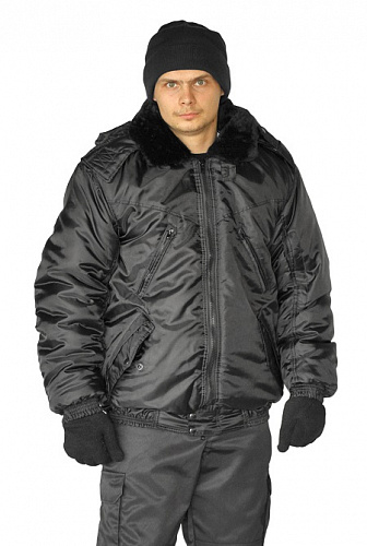 Куртка утепленная &amp;quot;Охрана&amp;quot; черная (с капюшоном)